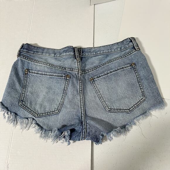 We The Free Womens Y2K Micro Mini Shorts Size 27 Denim Button Fly Festival - Picture 6 of 9